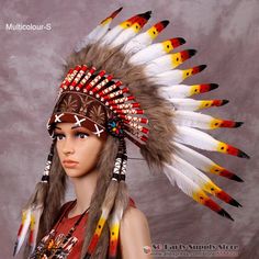 ASPHOTO Masquerade Halloween, Indian Feathers, Headband Hat, Feather Headpiece, Halloween Photography, Indian Headdress, Native American Artwork, Ornament Diy, Feather Headdress