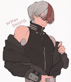 an anime character with grey hair and black clothes, holding his arm around the shoulder