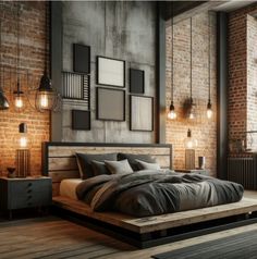 Modern Industrial Bedroom Design, Modern Boho Bedroom Ideas, Modern Industrial Bedroom, Masculine Home Decor, Industrial Bedroom Design, Industrial Style Interior, Modern Boho Bedroom, Japanese Home Design, Victorian Terrace House