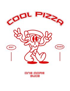 an image of a cartoon character with the words cool pizza on it