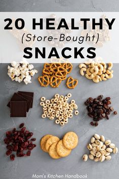 the cover of 20 healthy store - bought snacks