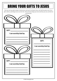 printable bible worksheet for kids with gifts