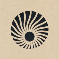 a black and white circular design on a beige paper with the word sun in it