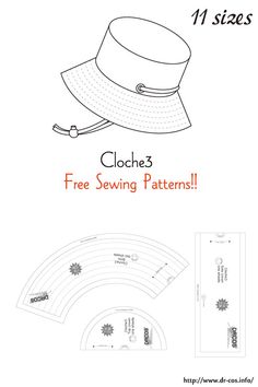 the free sewing pattern for a bucket hat, with instructions to sew it and how to