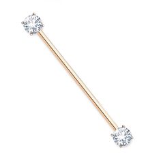 PRICES MAY VARY. STYLE: Round CZ Crystal Industrial Barbell MATERIAL: 316L Surgical Steel and Cubic Zirconia Crystals GAUGE/BAR THICKNESS: 14GA (1.6mm) BARBELL LENGTH: 1 & 1/2" (38mm) This beautiful industrial barbell features prong-set cubic zirconia crystals on either end of a stainless steel barbell. Available in multiple colors. Crystal Gauges, Industrial Earrings, Industrial Barbell, Body Jewelry Piercing, Cheap Jewelry, Piercing Jewelry, Types Of Metal, Prong Setting, Body Jewelry