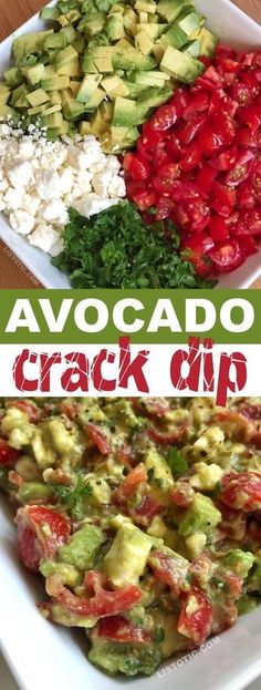 This quick and easy party appetizer is the BEST make ahead dip you will ever make! Serve it up with chips for a simple finger food everyone will love. It's made with avocados, tomatoes, feta and parsley. | Listotic.com Cheesecake Dip, Taco Dip, Appetizers Easy Finger Food, Party Appetizers Easy, Party Appetizer, Avocado Salad, Yummy Appetizers