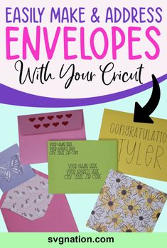 some cards with the words, easy make and address envelopes with your crict