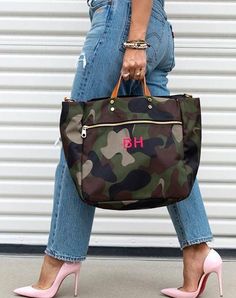 Military Crafts, Camo Bag, Leopard Bag, Embroidered Monogram, Gifts Jewelry, Nylon Tote, Hanging Bag, Work Bag