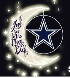 a blue and white star sitting on top of a moon with the words you are to the moon and back written below it