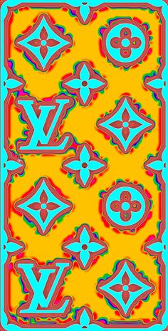 an image of a yellow and blue pattern with the letter v in it's center