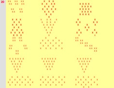 the numbers are written in red and yellow dots on a yellow background, with one number missing