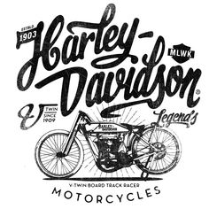 a drawing of a motorcycle with the words harley davidson on it