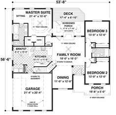 the floor plan for a two story house with 3 bedroom and 2 bathroom areas, including an attached garage