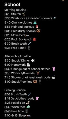 Morning Routine Teenage Girl Summer, Summer Daily Routine For Teens, Morning Routine Teenage Girl, Schul Survival Kits, School Night Routine, Middle School Essentials, Middle School Survival, Middle School Life, School Routine For Teens