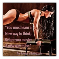 a woman doing push ups on a bench with a quote from the science of eating com