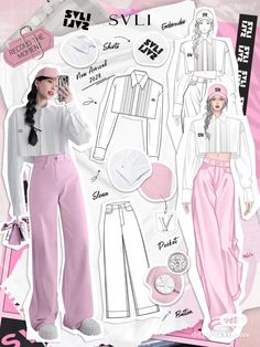 the paper doll is wearing pink pants and a white shirt