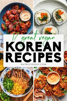 korean food with text overlay that reads i've great vegan korean recipes