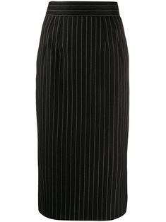 Feeling sexy. Might just wear this black and washed white wool blend pinstriped fitted midi skirt from Dolce & Gabbana later and bring out my femme fatale side. Just a thought. Featuring a high waist, a concealed rear zip fastening and a straight hem. Ponte Skirt, Skirt Office, Fitted Midi Skirt, Midi Pencil Skirt, Women Skirt, Classic Women, Pencil Skirt Black, Midi Skirt Pencil, Black Midi Skirt