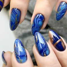 Marble Nail Art Designs & Ideas to Upgrade Your Manicure K4 Fashion Navy Blue Nail Designs, Water Marble Nail Art, Navy Blue Nails, Water Marble Nails, Purple Nail Art, Marble Nail Designs, Art Designs Ideas, Marble Nail, Nail Art For Beginners