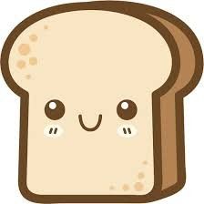 a slice of toasted bread with eyes drawn on it