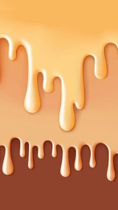 some liquid flowing down the side of a brown and yellow wallpaper with an orange background