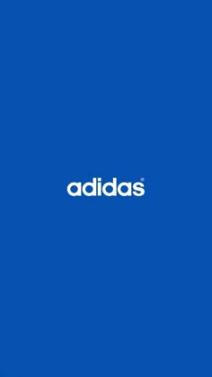 the adidas logo is shown against a bright blue background with white letters on it