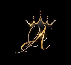 the letter a in gold with a crown on top