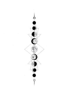 a line drawing of five phases of the moon