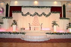 a stage set up for a wedding ceremony