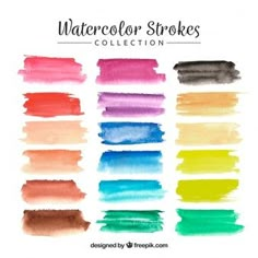 watercolor strokes collection with different colors