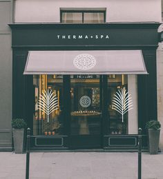 there is a store front with the words therma's spa written on it