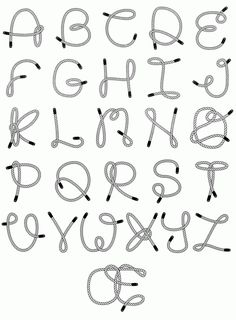 the alphabet is made out of rope and has letters that are drawn in different directions