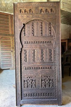 This Custom Vintage style Moroccan Moorish wooden door is made by our artisans in a traditional way and handmade carved, The amount of precision and detail put into them are immense. These wooden double doors with a handmade traditional wood lock are common in Moroccan Atlas mountains and desert houses, this style can be found also in Andalusia old castles and they are originated from the Amazigh Middle Atlas mountain architecture. Moorish doors represent a very good choice in Modern home design Carved Wooden Door, Moroccan Doors, Moroccan Door, Wooden Double Doors, Mountain Architecture, Handmade Door, Vintage Doors, Cool Doors, Desert Homes