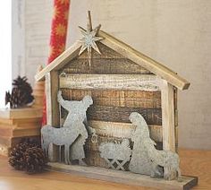 the nativity scene is made out of wood