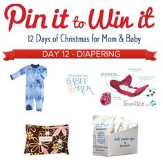 a baby's first christmas gift for mom and baby is shown with the text, pin it to win it 12 days of christmas for mom & baby