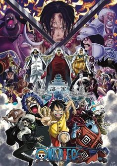 one piece movie poster with all the characters