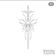 a drawing of a flower with a heart on it's center and the word youra written below