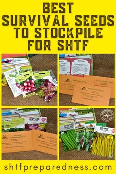 the best survival seeds to stockpile for shf is shown in four different pictures