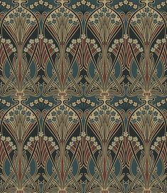 an art deco wallpaper design in brown and blue