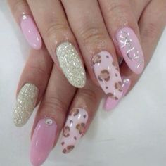 Pink Leopard Nails, Dot Nail Art, Leopard Print Nails, Her Nails, Y2k Nails, Dots Nails