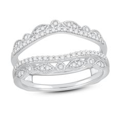 a white gold ring with diamonds on it