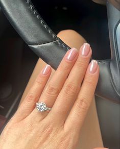 Short Acrylic Nails Glazed Donut, Clear And Chrome Nails, Bridesmaid Nails Chrome, Chrome Manicure Short, Natural Nail Chrome, Glazed Donut Nails Biab, Chrome Micro French Tip Nails, Gel Nails Ideas Short Chrome, Clear Glazed Donut Nails