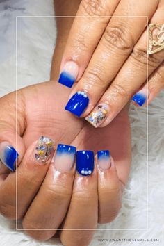 Royal Blue Ombre Nails Royal Blue Nails Tips, Royal Blue Ombré Nails, Royal Blue Dip Nails With Design, Ombre Royal Blue Nails, Royal Blue Ombre Nails, Cobalt Blue Ombre Nails