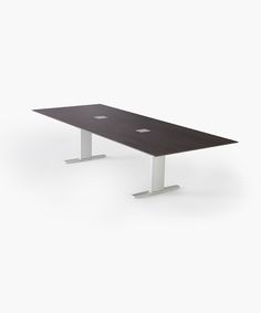 a black table with two silver legs on a white background