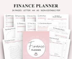 the finance planner is shown in pink and white