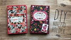 two cards with flowers on them and the words diy card studio next to it