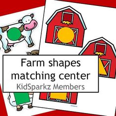 farm shapes matching center cards for kids to use in their homeschool projects and crafts