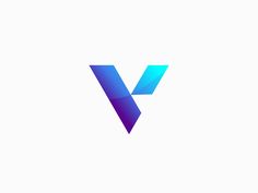 the letter v is made up of blue and purple shapes on a white background,