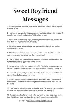 Sweet Boyfriend Messages Printable How To Make Your Boyfriend Feel Better, Inspiration Message For Boyfriend, For My Boyfriend Message, Lovely Message For Boyfriend, Things To Make Your Boyfriend Smile, Things To Make Him Feel Special, What To Say To Boyfriend To Make Him Smile, Cute Messages To Send To Your Boyfriend, Message To Support Boyfriend