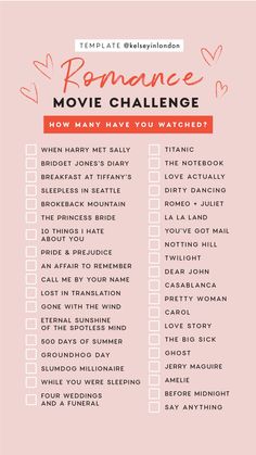 the ultimate list for romantic movie challenge